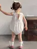 Jennybebe26 Nuevo Conjunto de Verano Estilo Coreano para Bebés Niñas, Mameluco Bordado, Elegante Traje de Gateo Estilo Chaleco