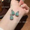 Atacado do Fabricante Pingente de Cabacinha de Jade Xiaohongshu com Cravação em Prata S925, Novo Design Estilo Chinês Cabacinha de Jade Azul Água