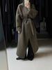 Abrigo de Lana de Doble Cara de Alta Gama con Solapas Grandes, Estilo Largo de Invierno, Estilo Perezoso, Chaqueta Coreana Holgada para Mujer