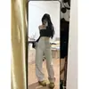 Jeans Feminino Apricot Novo Design Emagrecedor de Cintura Alta Nicho Casual Versátil Calças de Perna Larga Calças Compridas até o Chão com Bolsos