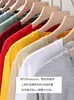 Camiseta de Manga Longa 180g de Algodão Penteado para Primavera e Outono, Cor Sólida, Gola Redonda, Camada Base Versátil, Moletom Oversized de Manga Curta Liso, Unissex