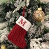 Linda Media Navideña con Letra Decoración Colgante Creativo para Árbol de Navidad Calcetines Tejidos de Lana Estilo Navideño Accesorios de Decoración