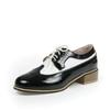 Zapatos de una sola capa para mujer Brogues Tallados Planos Zapatos de Mujer de Tacón Medio Tacón Grueso Zapatos Pequeños de Piel X2307010