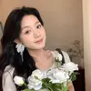 Brincos florais frescos estilo floresta para mulheres, estilo férias na praia primavera/verão, moda dopamina, brincos de tarraxa elegantes e bonitos