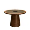 Mesa Booth para Churrasco de Madeira Maciça Beijada pelo Fogo com Vento Selvagem Montanha, Mesa e Cadeiras para Churrasco sem Fumaça a Carvão, Mesa de Jantar para Restaurante de Hot Pot