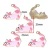 Joyas de Aleación con Estampado de Goteo de Aceite Colgante de Gatito Pulsera DIY Collar Llavero Encanto Decorativo W817