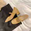 En stock, envío directo disponible: Zapatos Mary Jane de verano para mujer tejidos a mano al estilo francés con aumento de altura interno, diseño calado, sandalias de tacón alto de una sola tira para uso en exteriores