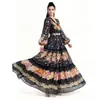 Ropa de mujer transfronteriza europea y americana, AliExpress TKV, cintura ceñida, acampanado, elegante vestido estampado