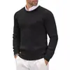 Suéter de Punto para Hombre Estilo Comercio Exterior 2026, Cuello Redondo, Ajuste Delgado, Manga Larga, Patrón Trenzado, Color Sólido, Camiseta Básica de Punto Simple para Hombre