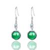 Aretes de Ágata Calcedonia de Plata Esterlina S925 para Mujer, Aretes de Jade Modernos y de Alta Gama, Ganchos para la Oreja, Aretes Estilo Antiguo