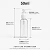 Botella de plástico PET transparente tipo press con bomba de clip y dispensador de pico de pato, 100 ml para envase de loción corporal, en stock