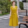 Vestido de Verano para el Día de la Madre para Mamá, Elegante Nuevo Vestido de Moda Delgado de Manga Corta Ajustado Versátil Talla Extra