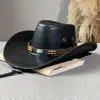 Hebilla de Remache para Cinturón de Piel de Vaca Sombrero Jazz para Hombres y Mujeres Primavera, Verano y Otoño Viajes al Aire Libre Sombrero para el Sol Ala Ancha Sombrero de Vaquero Occidental de Xizang