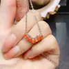 Venta al por mayor de fábrica Popular Collar de Ópalo de Fuego Natural Plata S925 Incrustado Piedra Principal 3*3 Joyería de Lujo Venta Directa de Fábrica