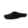Novedad Primavera 2026 Estilo Europeo Piel Suave Tacón Bajo Punta Plana Mocasines Cuadrados Casuales para Exteriores Medio Zueco Mocasines de Moda