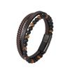 Pulseras de Cuero Hechas a Mano Más Vendidas de Amazon para Hombre Pulseras Europeas y Americanas de Empalme Transfronterizo con Piedra Ojo de Tigre Magnética
