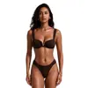 2026 Novo Maiô de Duas Peças com Tiras em V Cintura Alta Modelador Cor Sólida Conjunto Biquíni para Férias na Praia Biquíni