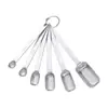 Atacado do Fabricante Conjunto de Colheres Medidoras de Aço Inoxidável 304 Colher Graduada Multiuso Conjunto de Seis Peças com Fivela de Armazenamento Colher Medidora Criativa