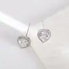 Nuevos Pendientes de Plata de Ley 925 con Cierre de Mariposa Forma de Corazón Zirconia Incrustación Completa de Diamantes Micro Pendientes Estilo Coreano Pendientes Sencillos Joyería de Alta Gama