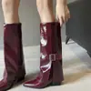 Botas Altas de Cuero con Hebilla y Punta Fina Tallas Grandes Estilo Nuevo Otoño 2026 Adelgazantes de Caña Alta por Encima de la Rodilla para Mujer