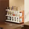 Estante de Cocina de Escritorio Estante de Almacenamiento de Condimentos Hogareño Multicapa Compartimentado Estante para Botellas de Condimentos, Salsa de Soja, Vinagre, Sal