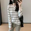 Suéter de rayas para mujer, estilo otoño, corte holgado casual, adelgazante, tejido suave y acogedor, top elegante, modelo nuevo 26 H082413