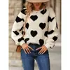 Moletom com Capuz Pulôver Novo Outono/Inverno Pelúcia Estampa de Coração Solto Manga Longa Feminino Casual Versátil Gola Redonda Peça de Exterior