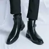 Botas Chelsea exclusivas transfronterizas talla grande para hombre estilo británico de moda de caña alta de cuero con cremallera lateral Botas Martin de media caña caballero