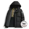 Jaqueta de plumas Enbu masculina, novo modelo de inverno, casaco de inverno casual masculino com capuz, espessado e quente, atacado masculino
