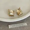 Brincos de Cristal Redondos e Quadrados Inspirados em Cubos de Açúcar para Mulheres, Moda Vintage Tendência Nicho Luxo Leve Versáteis