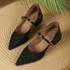 Zapatos Mary Jane Retro Estilo Francés Estampado de Leopardo Punta Fina para Mujer 2026 Otoño Tacón Grueso Correa Única Planos Bajos Versátiles Zapatos de Cuero
