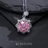 Moda Alto Sentido Milenio Rosa Corte Flor Colgante Collar Pendientes Dorado Rosa Rosa Explosiones Pendientes de Mujer