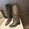 Nuevos Zapatos Negros Estilo Oscuro para Chicas Atrevidas y Botas Largas con Diseño Único, Botas de Caballero Rectas hasta la Rodilla con Tacón de Cuña y Caña Cónica