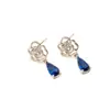Pendientes de Flor de Rosa de Cobre y Circonita de Lujo Ligero para Mujer, Pendientes Versátiles de Gama Alta, Pendientes de Personalidad de Moda Europeos y Americanos al por Mayor