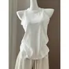 Camiseta sin mangas de algodón fina con diseño de copo de nieve blanco para mujer, transpirable para el verano, holgada, versátil para usar como interior o exterior, estilo perezoso