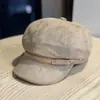 Nuevo Sombrero Octagonal de Ante Retro para Mujer Otoño Invierno Hebilla de Cuero Circunferencia de Cabeza Grande Hace que la Cara Parezca Más Pequeña Temperamento Versátil Sombrero de Pintor Moderno