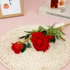 Terciopelo Rojo Rosa Lujo Accesible Serie de Flores Artificiales Sencillas Adornos para Sala de Estar Modernos Decoraciones para Bodas al Aire Libre