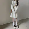 Vestido Jersey de Cuello Alto Estilo Perezoso de Longitud Media para Mujer Otoño e Invierno Nuevo Holgado Base Color Sólido Cómodo Adelgazante