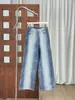 Jeans Rectos con Patrón de Cocodrilo y Pedrería para Mujer 2026aw, Pantalones de Moda de Gama Alta con Degradado, Pantalones Anchos Versátiles