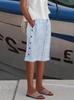 Shorts de Verano para Mujer Europeos y Americanos Transfronterizos Amazon 2025 Nuevo Comercio Exterior Casual a Rayas con Bolsillos de Botón