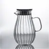 Jarra Creativa Rayada con Forma de Gota de Agua para Agua Fría de Vidrio de Alto Borosilicato Tetera con Tapa de Acero Inoxidable para el Hogar Jarra de Gran Capacidad para Agua Fría
