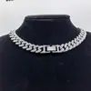 Hip-hop hipster europeo y americano 13 mm fondo plano cadena cubana pulsera de diamantes hombres y mujeres hiphop collar chapado en oro transfronterizo
