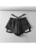 Shorts de Cintura Alta para Mulheres no Verão Estilo Sexy Cintura Elástica Etiqueta na Cintura Soltos de Perna Larga Casuais Hot Pants