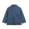 Venta al por mayor transfronteriza 2026 Moda europea y americana casual conjunto de traje de mezclilla de doble botonadura oculta + pantalones para mujer E75467/68