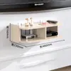 Conjunto de Gabinete de TV de Madeira Maciça Suporte de Parede sem Furos para Decodificador Decoração de Parede para Sala de Estar Quarto Caixa de Armazenamento para Roteador