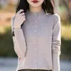 Cárdigan de punto abotonado de cuello semialto 2026 para mujer, color liso, primavera, holgado, versátil, moderno, adelgazante, chaqueta fina