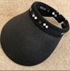 Sombrero de Paja con Lazo Daquan Sombrero de Playa de Verano para Mujer Sombrero de Ala Ancha con Cinta Sombrero para el Sol con Cinta de Perlas Sombrero Protector Solar