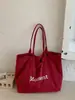 Bolsa de Lona Casual Tote de Grande Capacidade Leve com Estampa de Letra Estilo Coreano para Mulheres Novo Modelo 2026 Bolsa de Ombro Único