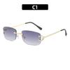 Gafas de sol nuevas retro sin montura transfronterizas, gafas de sol cuadradas de moda europeas y americanas, gafas de sol decorativas de metal para mujer