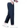 Pantalones casuales de corte alto para hombre de alta gama, pantalones rectos anchos finos de verano 2026 para hombre, pantalones de 9 puntos para hombres menudos